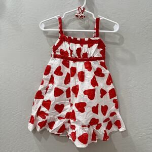 Mini Boden Red Heart Tank Dress & Matching Pigtail Holders